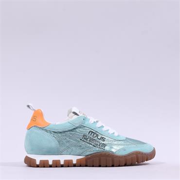 Mjus Metallic Retro Laced Trainer - Aqua